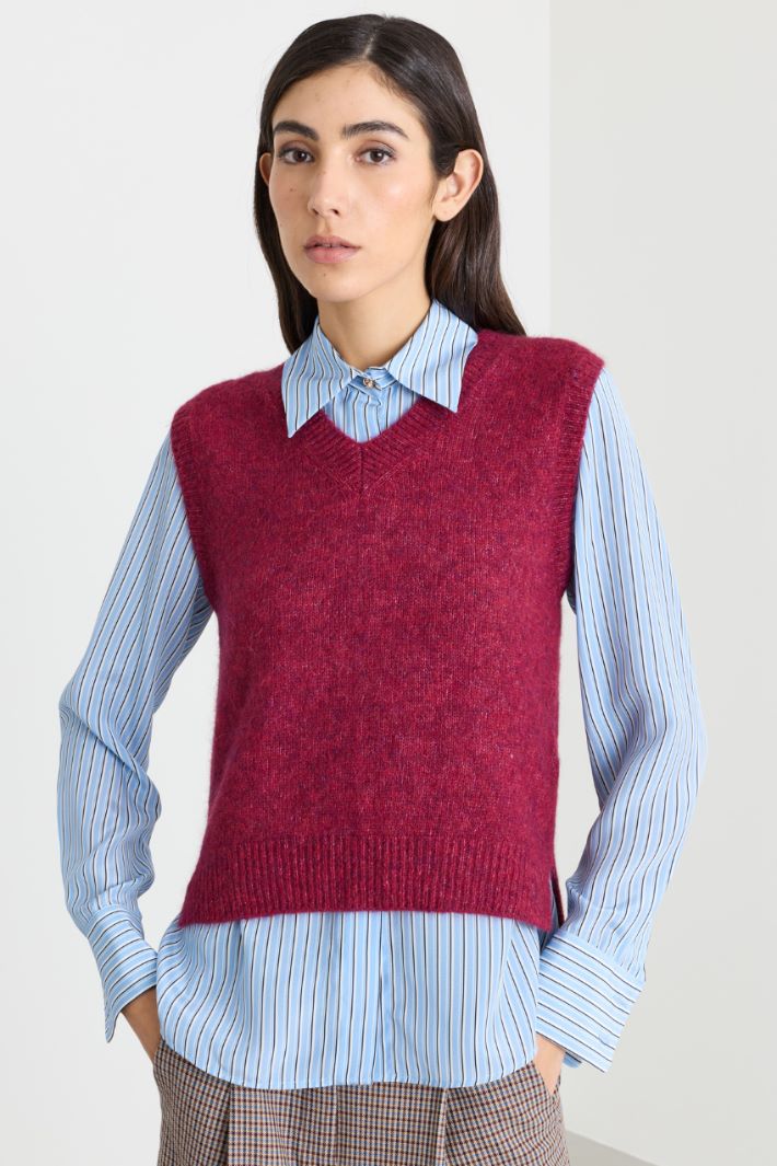 V-neck slipover - BORDEAUX - Intrend - 2