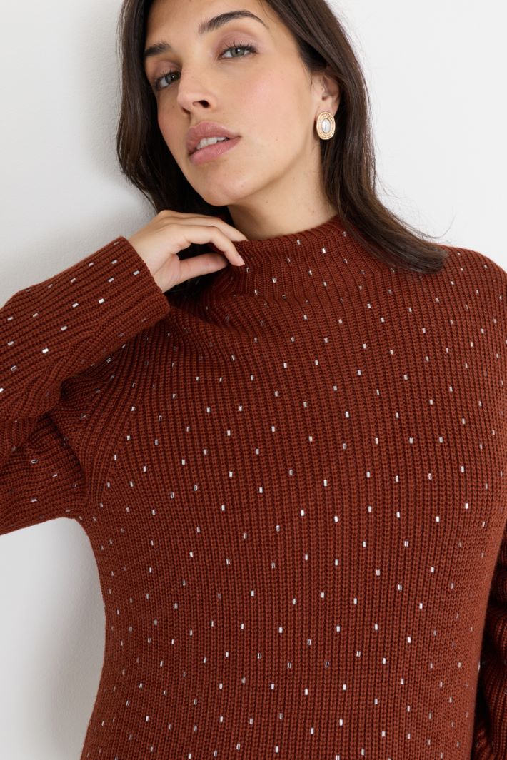 Maglia con strass - MARRONE - Intrend - 3