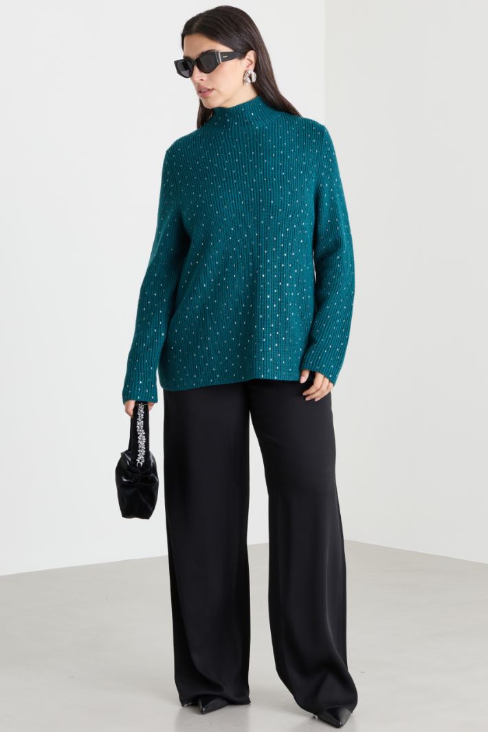 Rhinestone jumper - BLUE - Intrend