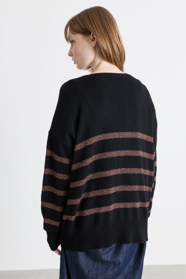 Striped jumper - BLACK BROWN - Intrend - 4