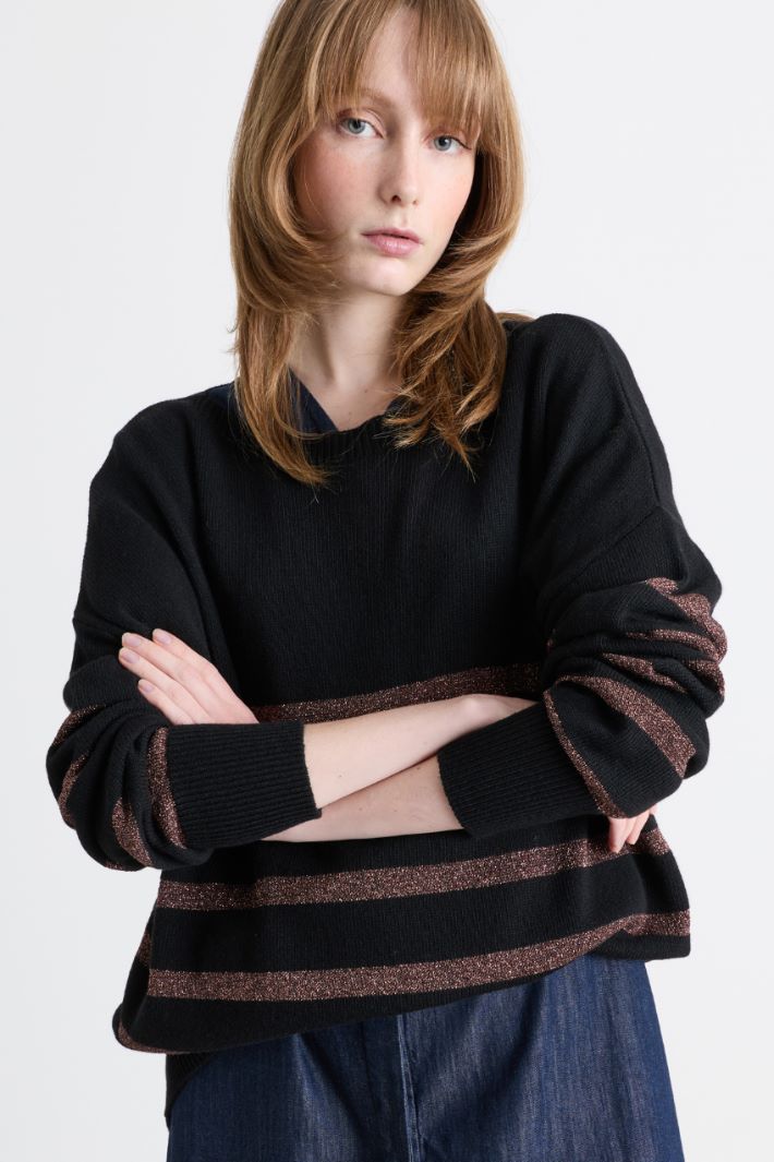 Striped jumper - BLACK BROWN - Intrend - 3