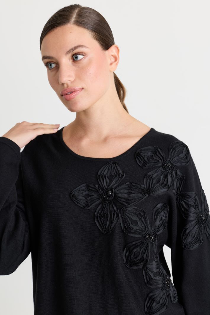 Embroidered jumper - BLACK - Intrend - 3