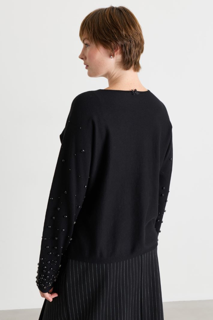 Embroidered jumper - BLACK - Intrend - 4