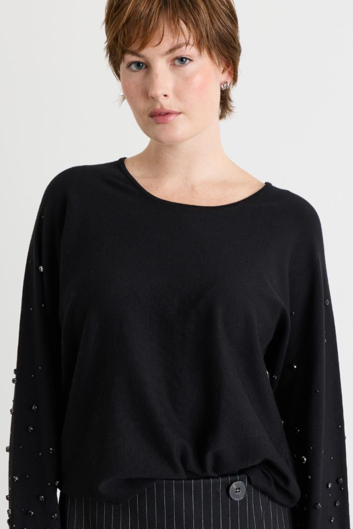 Embroidered jumper - BLACK - Intrend - 3
