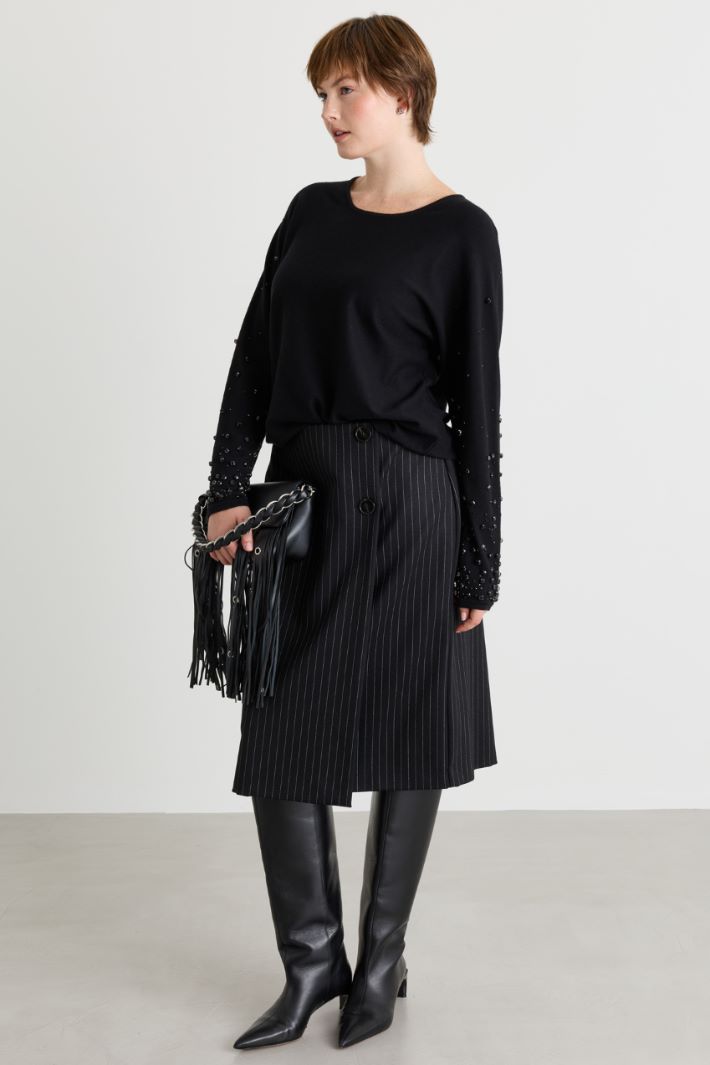 Embroidered jumper - BLACK - Intrend