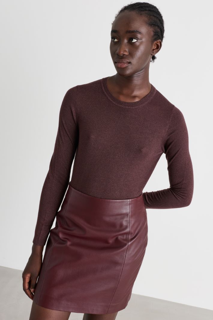 Lightweight wool-blend jumper - BROWN - Intrend - 2
