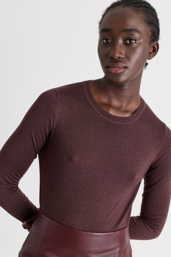 Lightweight wool-blend jumper - BROWN - Intrend - 3