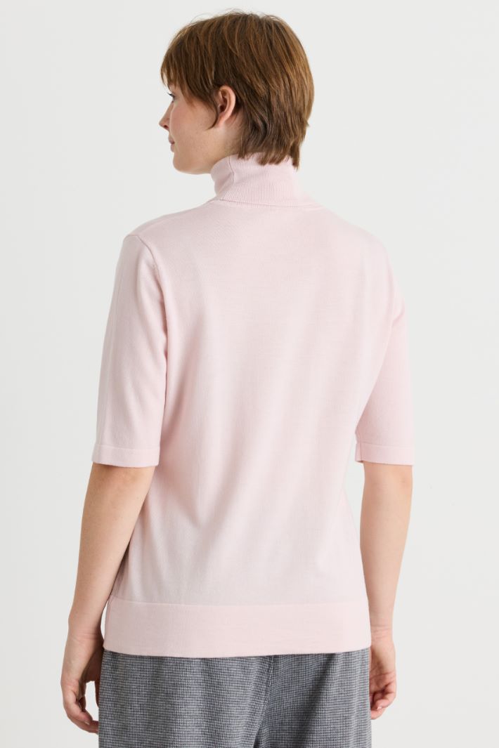 Maglia dolcevita a manica corta - ROSA - Intrend - 4