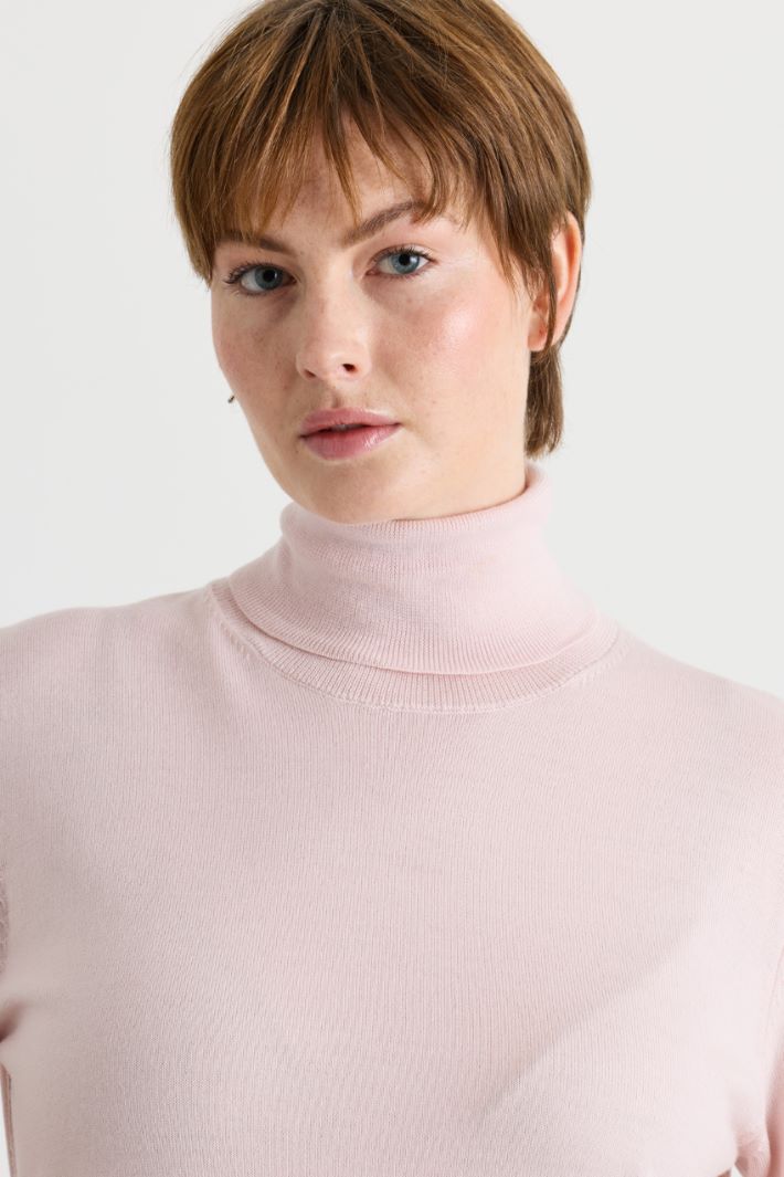Maglia dolcevita a manica corta - ROSA - Intrend - 3