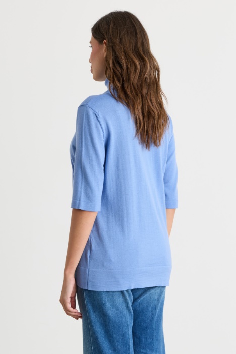 Maglia dolcevita in lana a manica corta