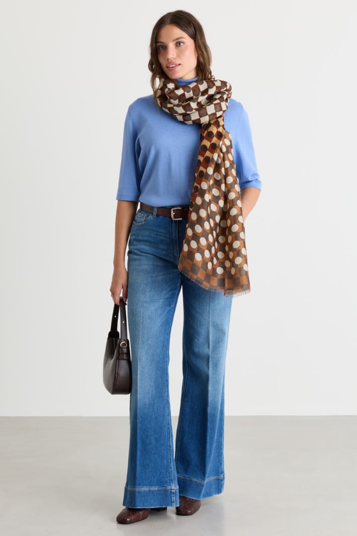 Short-sleeved roll-neck jumper - LIGHT BLUE - Intrend