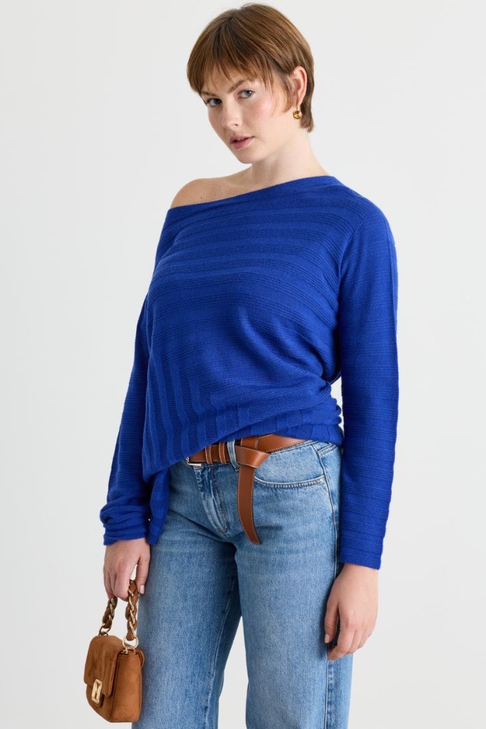 Links-links wool jumper - BLUE - Intrend - 2