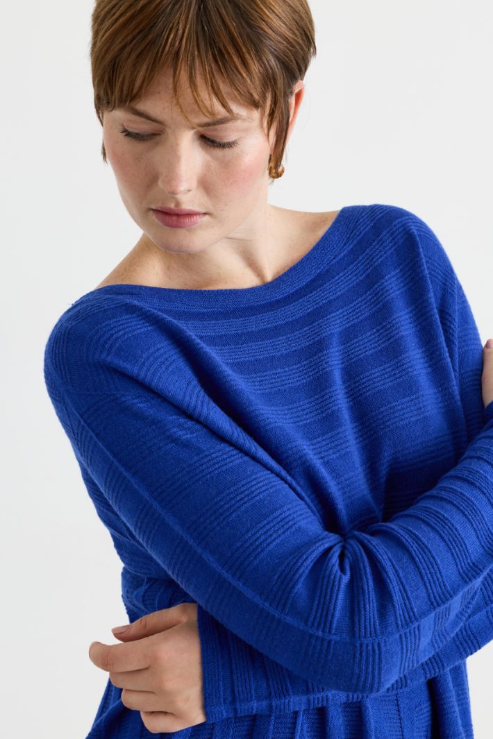 Links-links wool jumper - BLUE - Intrend - 3