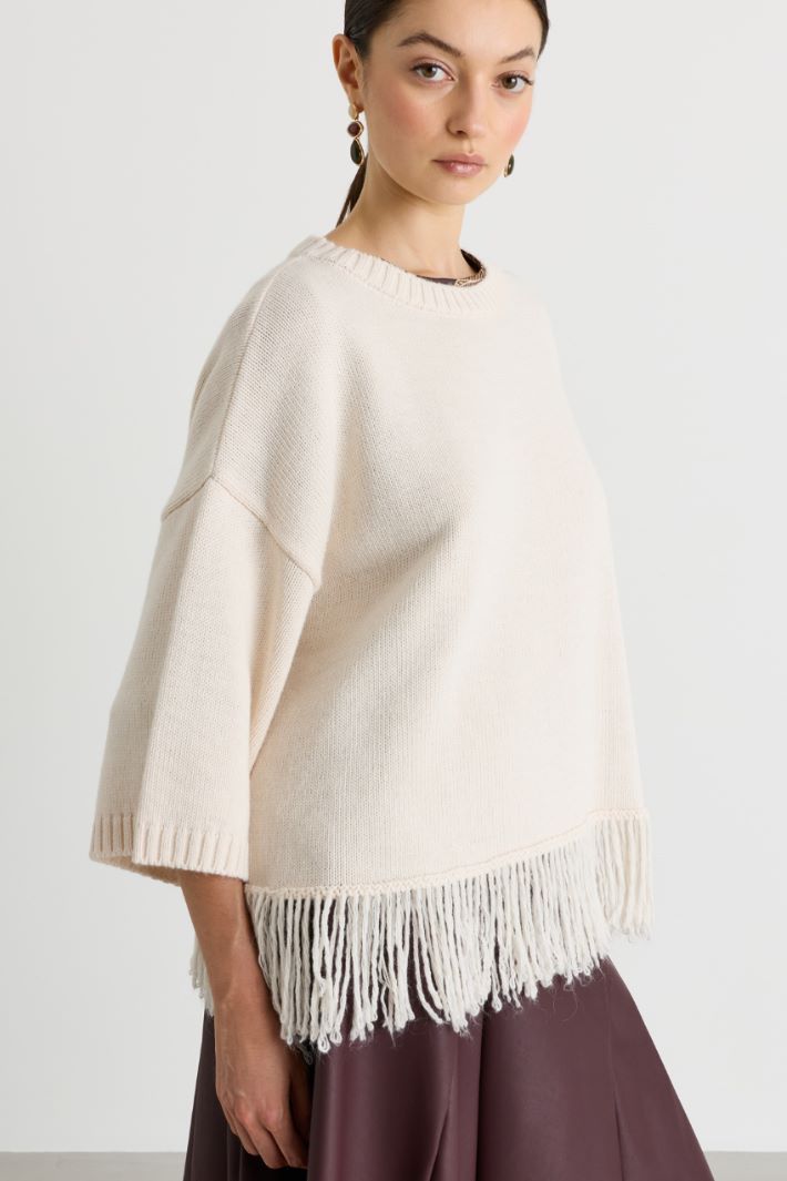 Fringed jumper - WHITE - Intrend - 3