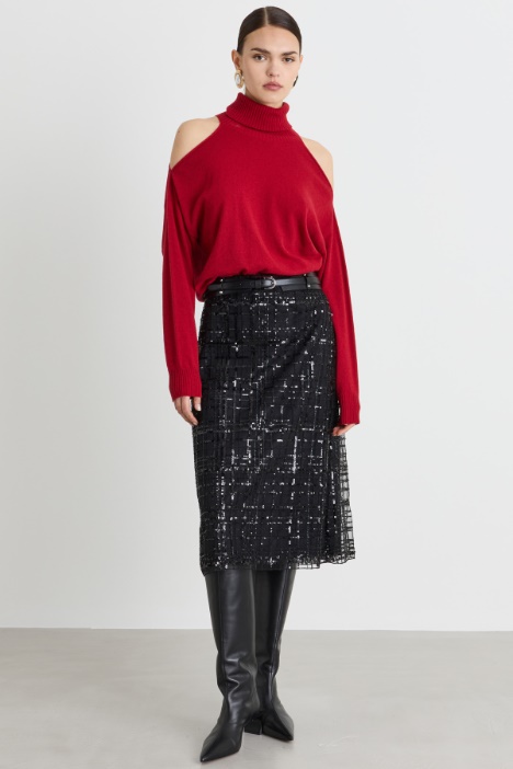 Rollkragenpullover mit Cut-outs - Intrend
