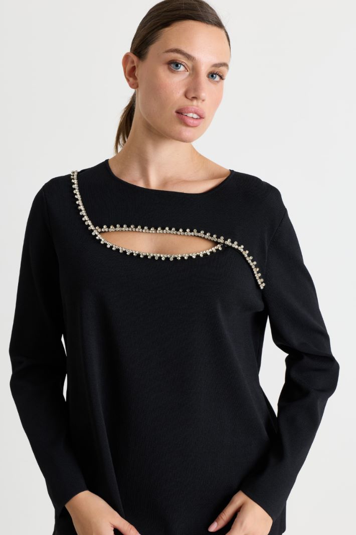 Cut-out jumper - BLACK - Intrend - 3