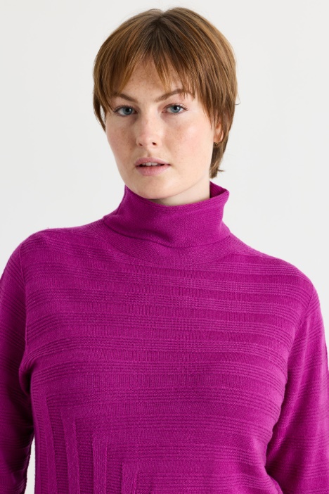 Maglia dolcevita in lana a punto links
