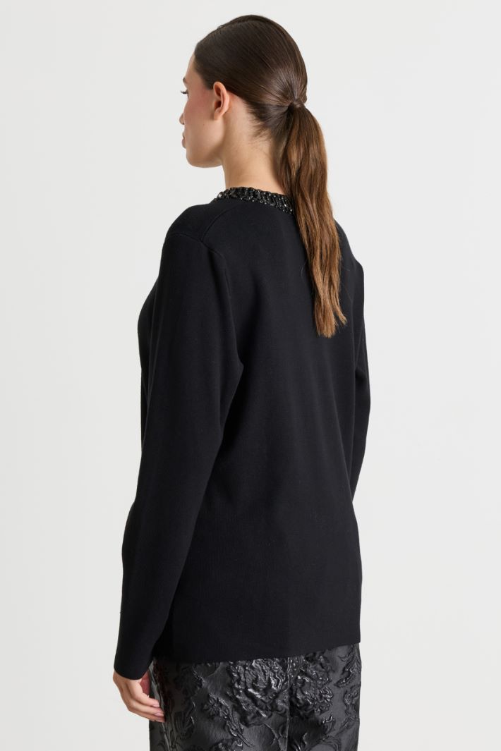 Jewel-embroidered jumper - BLACK - Intrend - 4