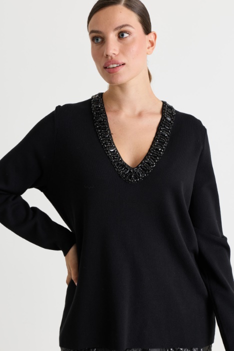 Jewel-embroidered jumper - Intrend