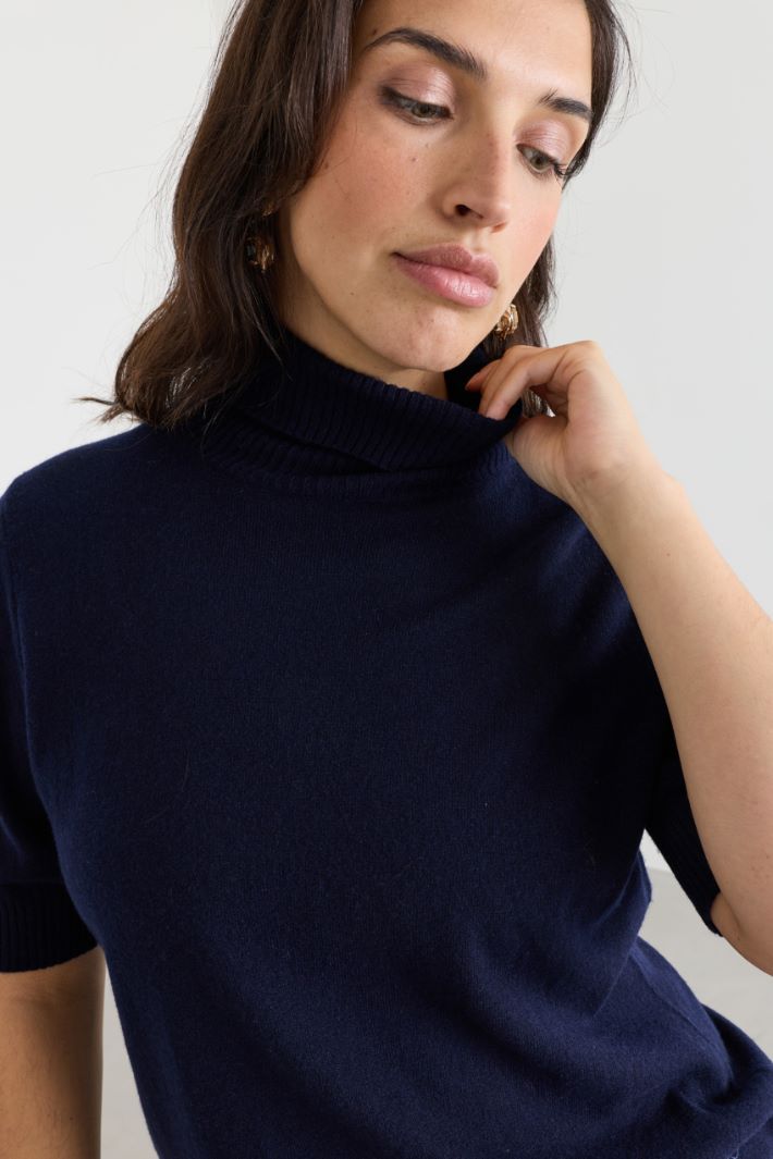 Pull à col roulé semi-ajusté - BLEU - Intrend - 3