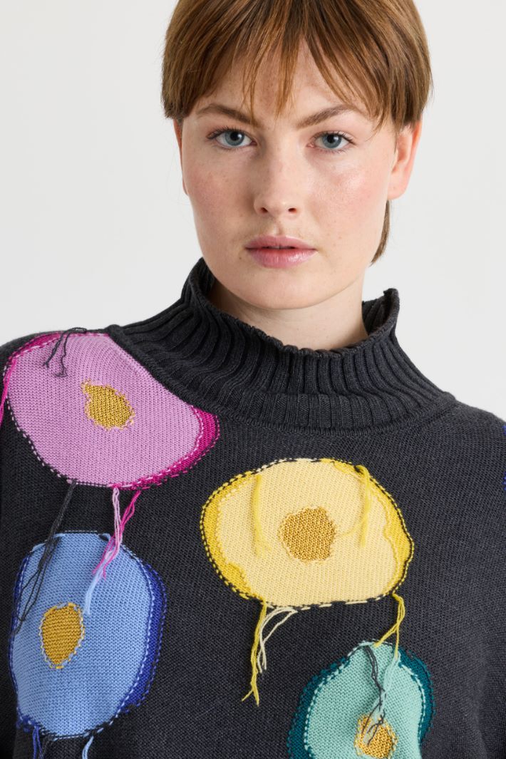 Multicolour Intarsia Jumper with Thread Detailing - BLACK - Intrend - 3