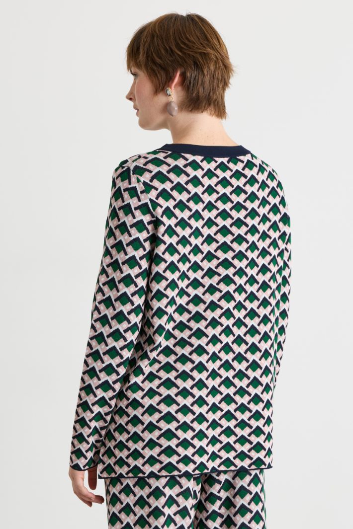 Jacquard jumper - GREEN BLUE - Intrend - 4