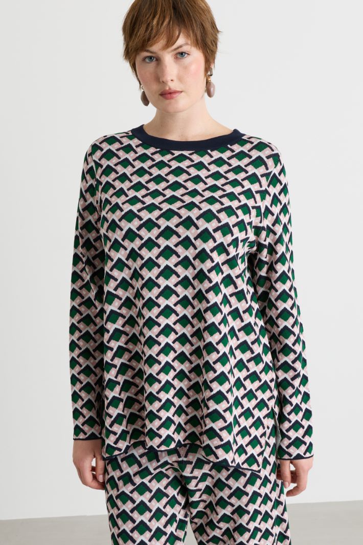 Jacquard jumper - GREEN BLUE - Intrend - 2