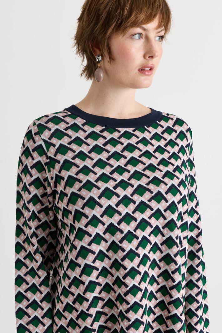 Jacquard jumper - GREEN BLUE - Intrend - 3