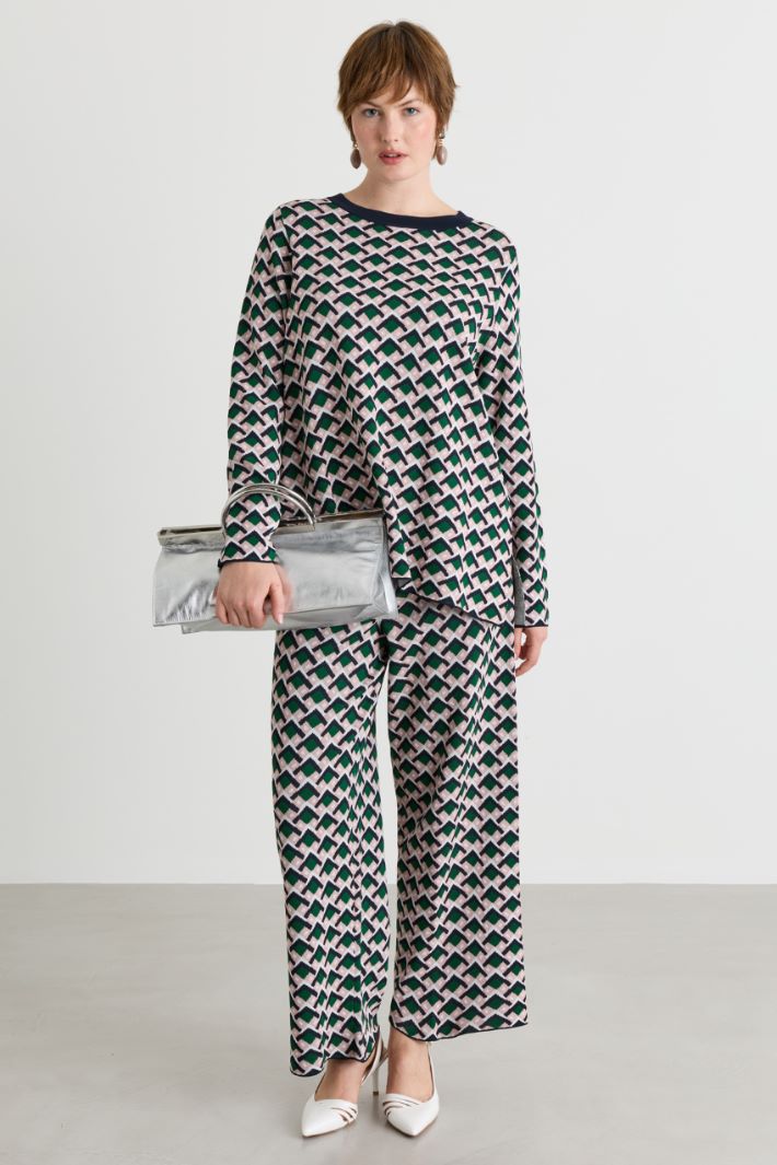 Jacquard jumper - GREEN BLUE - Intrend