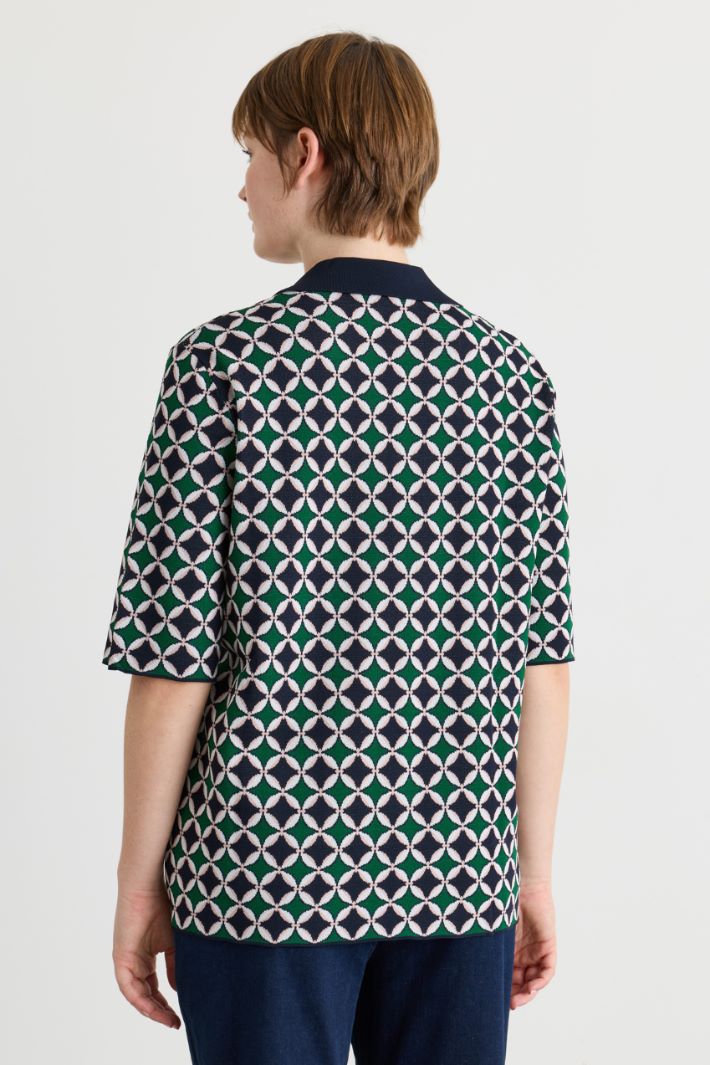 Jacquard polo top - BLUE GREEN - Intrend - 4