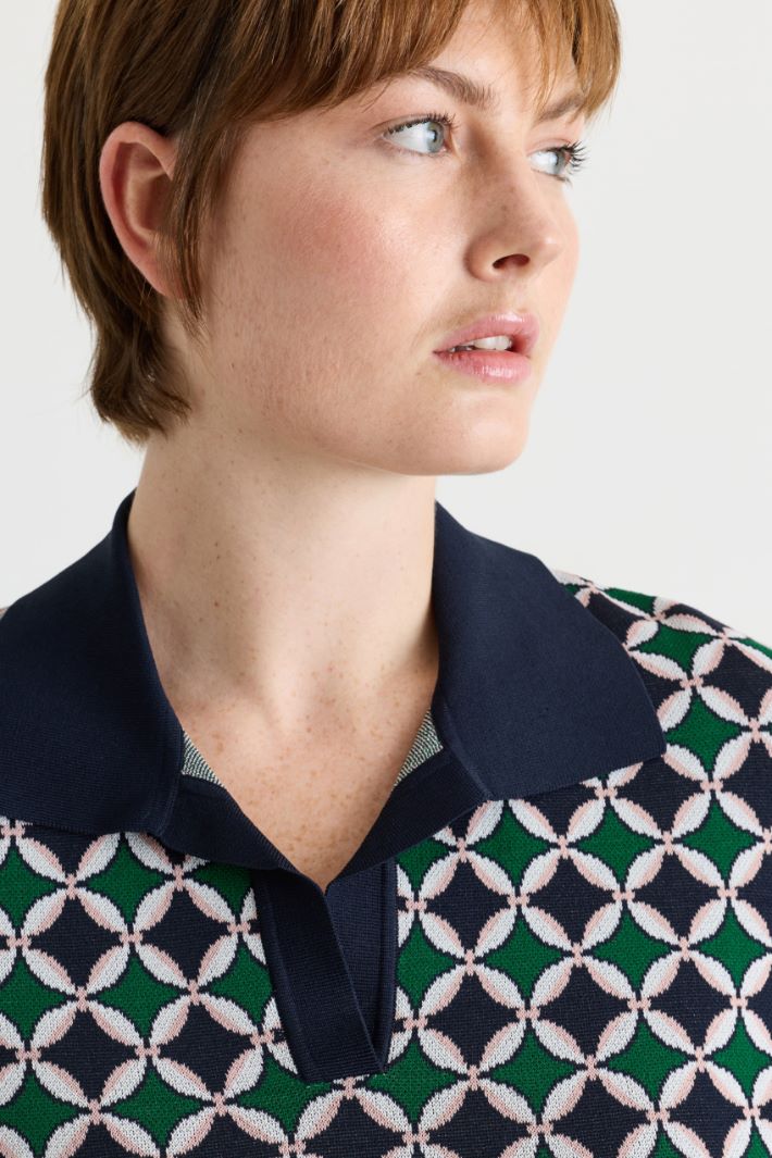 Jacquard polo top - BLUE GREEN - Intrend - 3