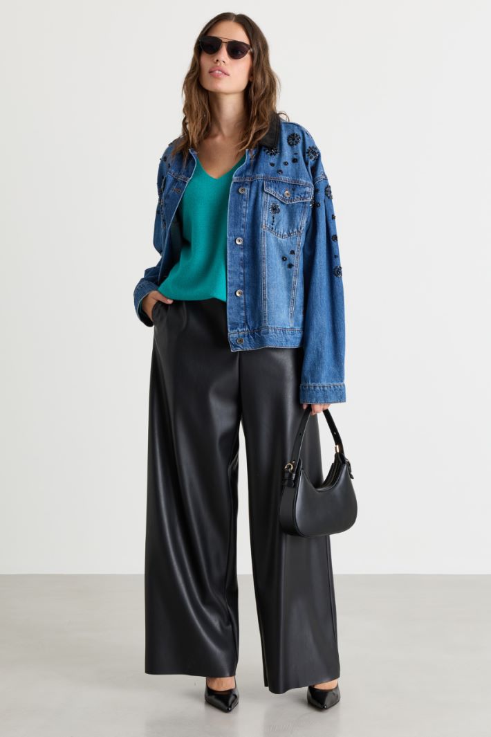 Puff-sleeve jumper - GREEN - Intrend
