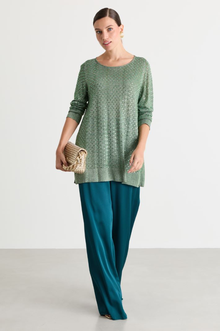Rhinestone jumper - GREEN - Intrend