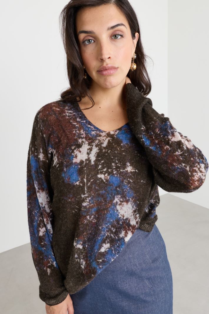 Printed jumper - BROWN BLUE WHITE - Intrend - 3