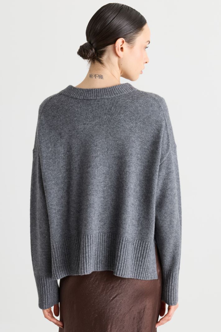 Jumper with a deep ribbed hem - GREY - Intrend - 4