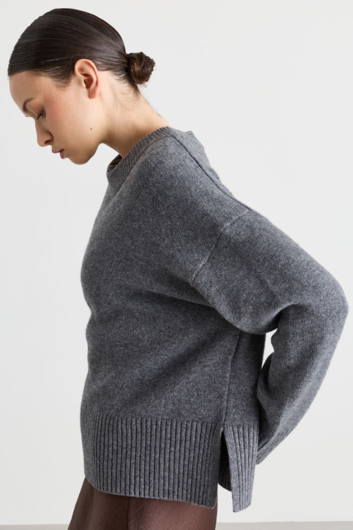 Jumper with a deep ribbed hem - GREY - Intrend - 3