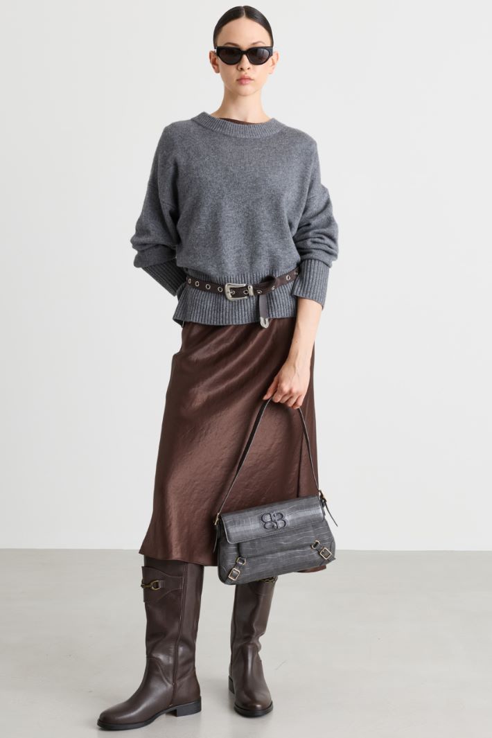 Jumper with a deep ribbed hem - GREY - Intrend