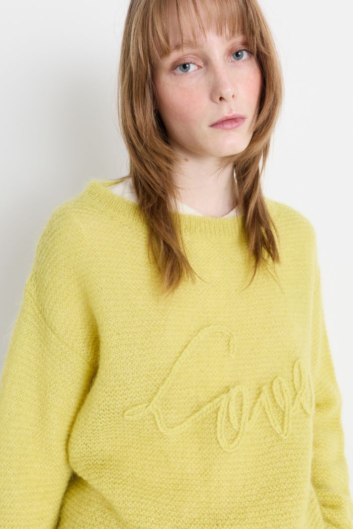 Embroidered jumper - YELLOW - Intrend - 3