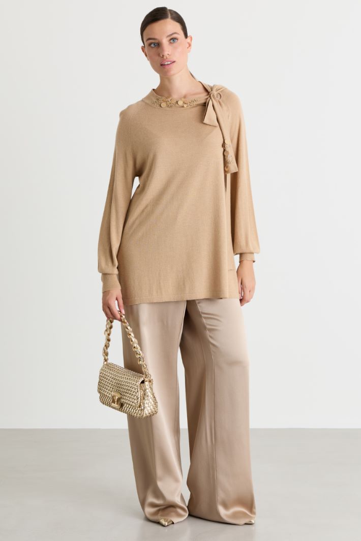 Bow-neck jumper - CAMEL - Intrend