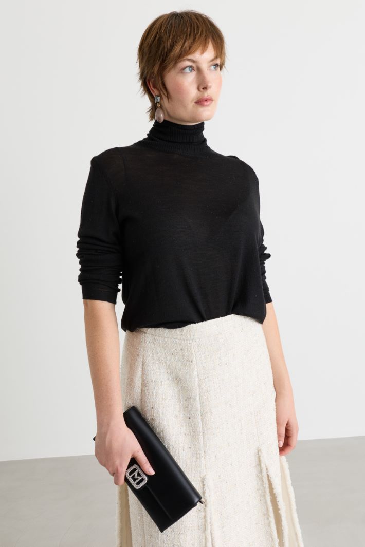 Pull léger à col roulé - NOIR - Intrend - 2