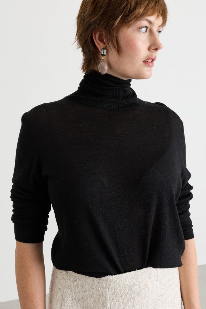 Pull léger à col roulé - NOIR - Intrend - 3