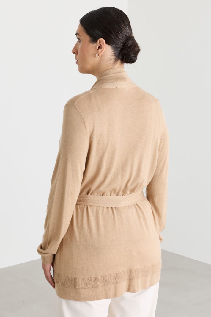 Set aus Cardigan und Top mit Stickerei - KAMEL - Intrend - 4