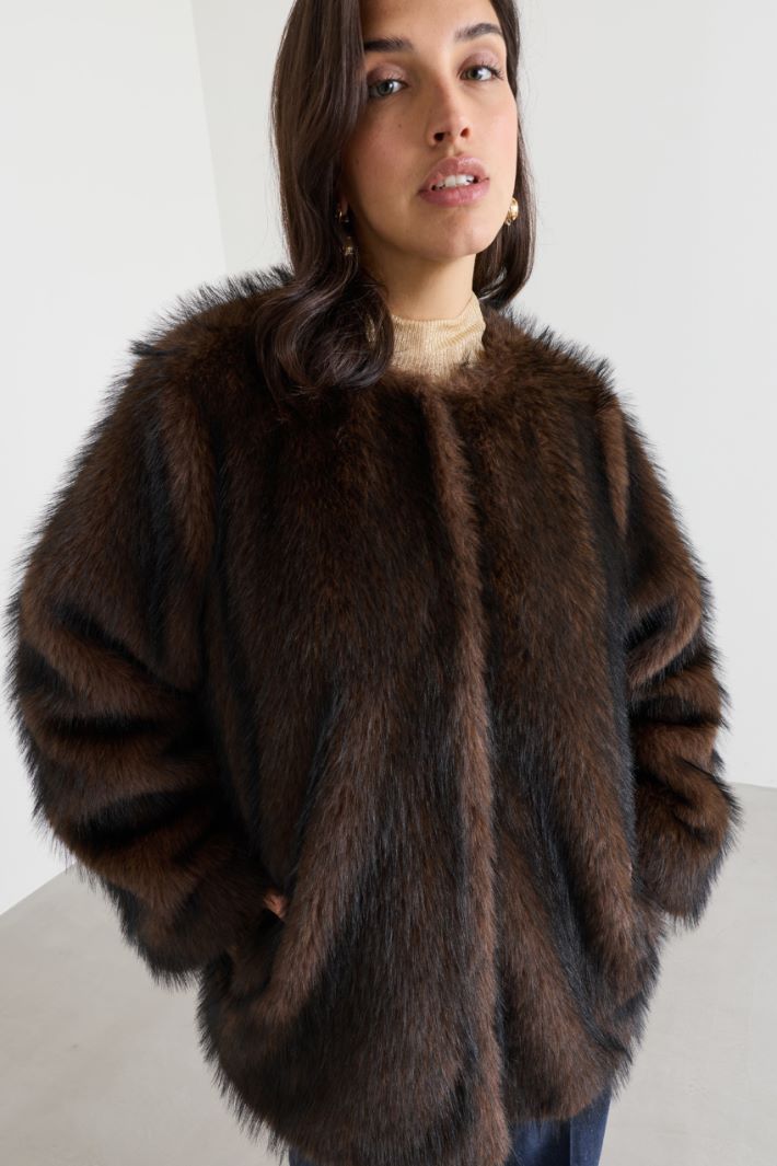 Soft and cosy jacket - BROWN - Intrend - 3