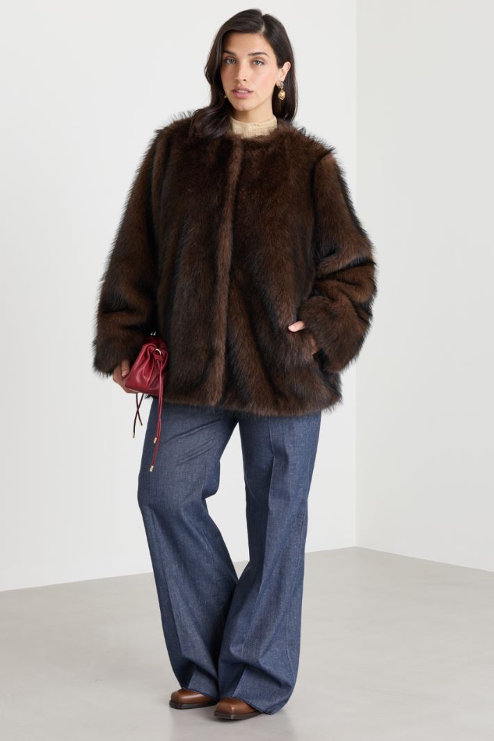 Soft and cosy jacket - BROWN - Intrend