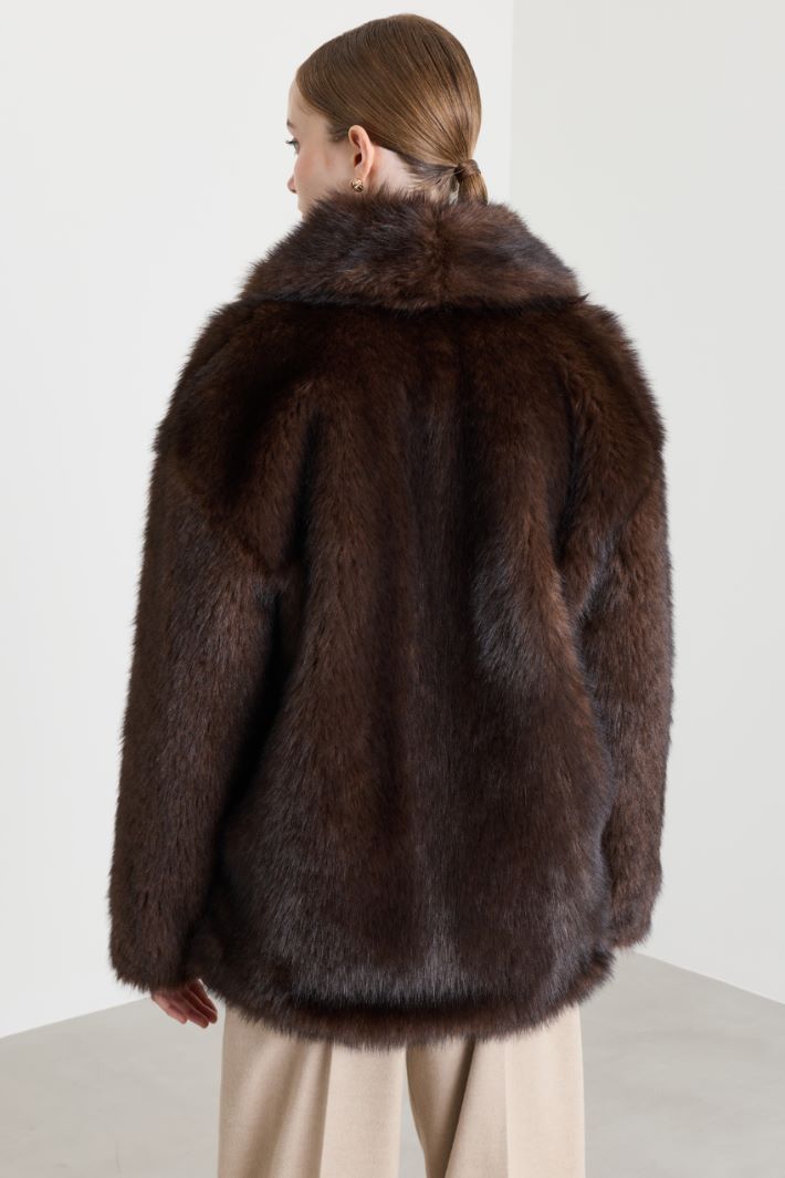 Cosy fabric jacket - BROWN - Intrend - 4