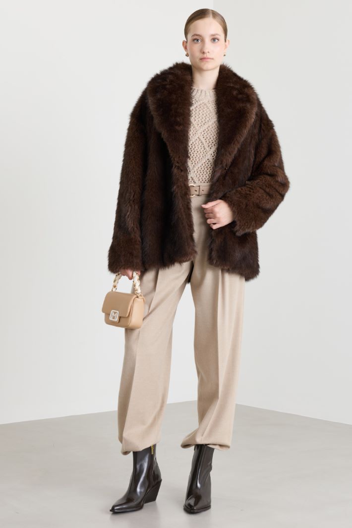 Cosy fabric jacket - BROWN - Intrend