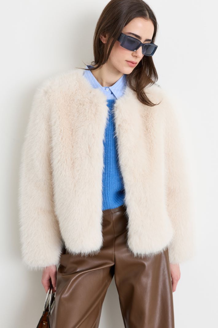 Soft fabric jacket - IVORY - Intrend - 2