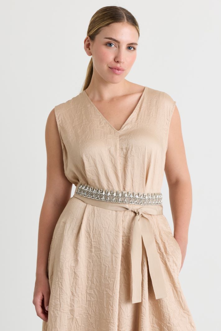 Jewelled grosgrain belt - BEIGE - Intrend - 3