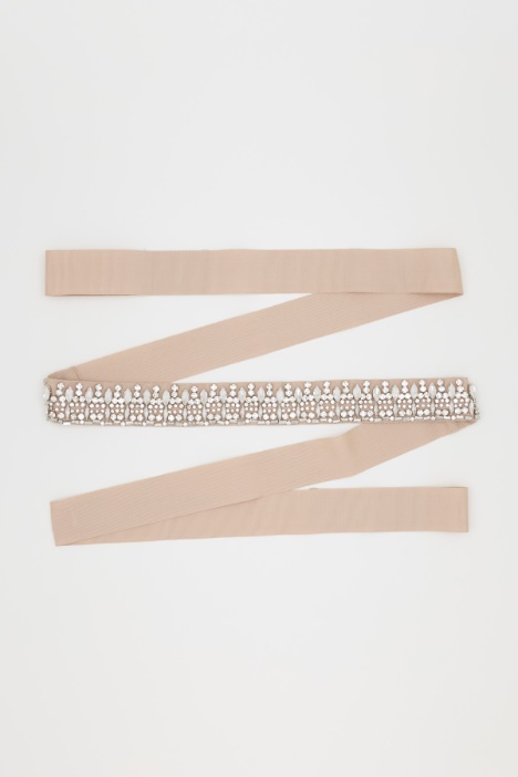 Jewelled grosgrain belt - Intrend