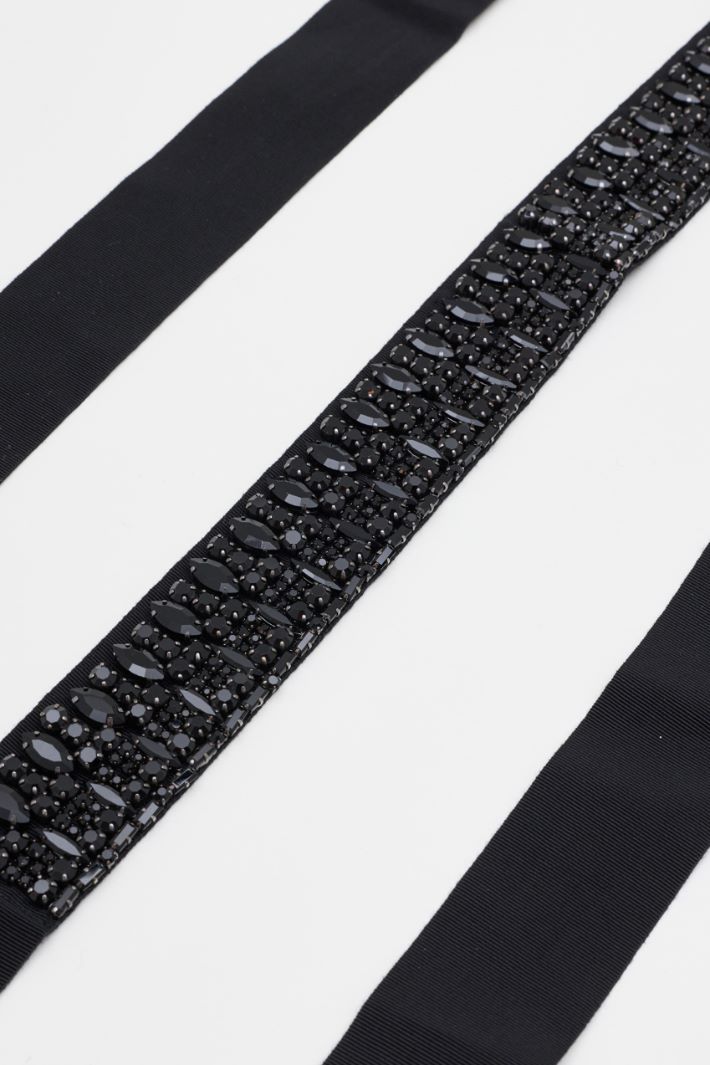 Jewelled grosgrain belt - BLACK - Intrend - 2